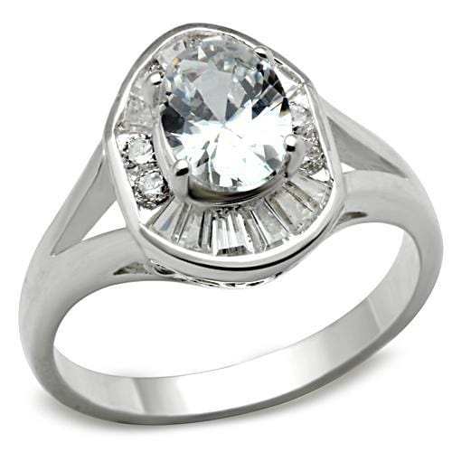 SS046 - Silver 925 Sterling Silver Ring with AAA Grade CZ in Clear - Alamode - Flyclothing LLC