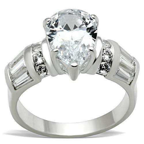 SS049 - Silver 925 Sterling Silver Ring with AAA Grade CZ in Clear - Alamode - Flyclothing LLC
