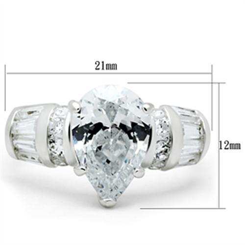 SS049 - Silver 925 Sterling Silver Ring with AAA Grade CZ in Clear - Alamode - Flyclothing LLC
