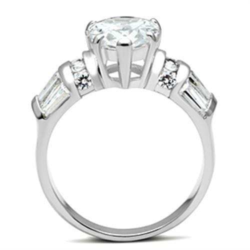 SS049 - Silver 925 Sterling Silver Ring with AAA Grade CZ in Clear - Alamode - Flyclothing LLC