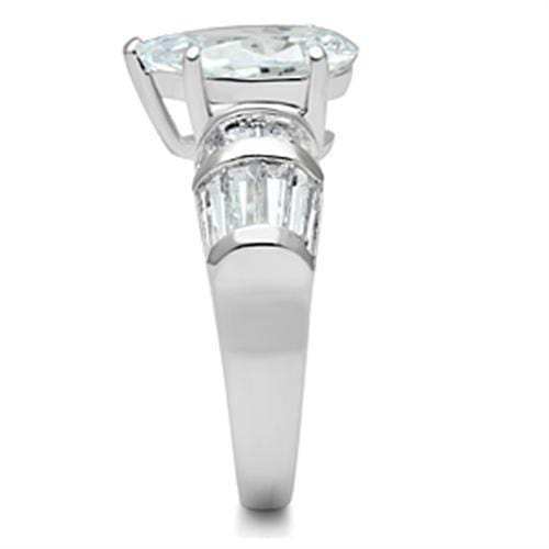 SS049 - Silver 925 Sterling Silver Ring with AAA Grade CZ in Clear - Alamode - Flyclothing LLC