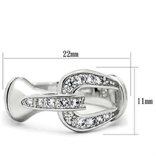 SS050 - Silver 925 Sterling Silver Ring with AAA Grade CZ in Clear - Alamode - Flyclothing LLC