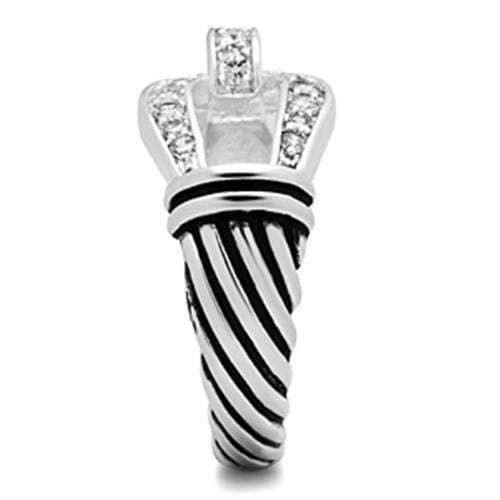 SS050 - Silver 925 Sterling Silver Ring with AAA Grade CZ in Clear - Alamode - Flyclothing LLC