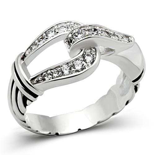 SS050 - Silver 925 Sterling Silver Ring with AAA Grade CZ in Clear - Alamode - Flyclothing LLC