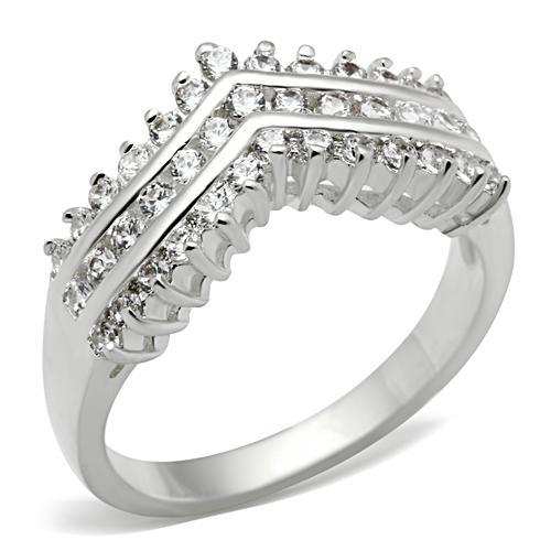 SS051 - Silver 925 Sterling Silver Ring with AAA Grade CZ in Clear - Alamode - Flyclothing LLC