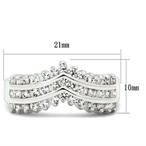 SS051 - Silver 925 Sterling Silver Ring with AAA Grade CZ in Clear - Alamode - Flyclothing LLC