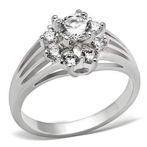 SS053 - Silver 925 Sterling Silver Ring with AAA Grade CZ in Clear - Alamode - Flyclothing LLC