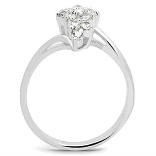 SS054 - Silver 925 Sterling Silver Ring with AAA Grade CZ in Clear - Alamode - Flyclothing LLC