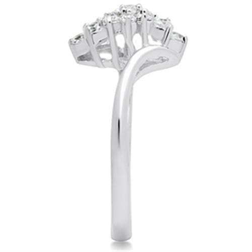SS054 - Silver 925 Sterling Silver Ring with AAA Grade CZ in Clear - Alamode - Flyclothing LLC