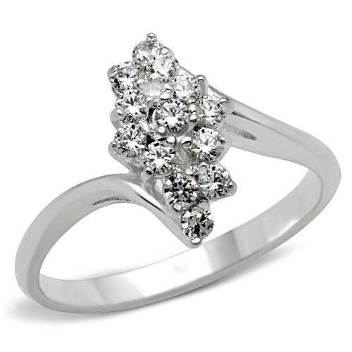 SS054 - Silver 925 Sterling Silver Ring with AAA Grade CZ in Clear - Alamode - Flyclothing LLC