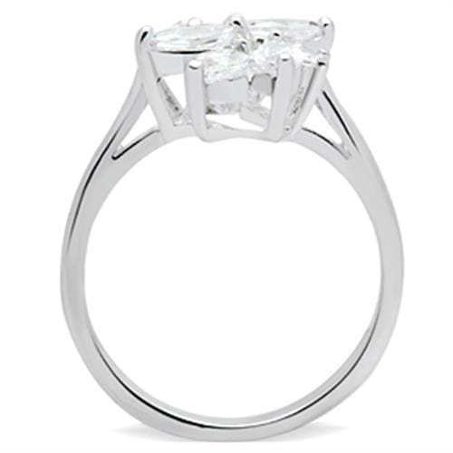 SS055 - Silver 925 Sterling Silver Ring with AAA Grade CZ in Clear - Alamode - Flyclothing LLC
