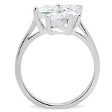SS055 - Silver 925 Sterling Silver Ring with AAA Grade CZ in Clear - Alamode - Flyclothing LLC