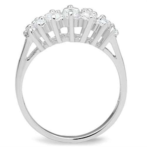SS056 - Silver 925 Sterling Silver Ring with AAA Grade CZ in Clear - Alamode - Flyclothing LLC