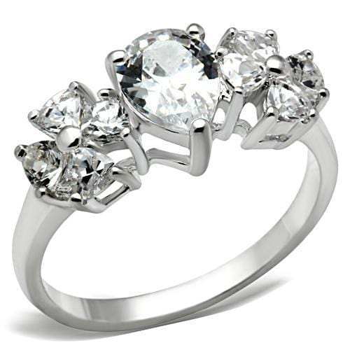 SS057 - Silver 925 Sterling Silver Ring with AAA Grade CZ in Clear - Alamode - Flyclothing LLC