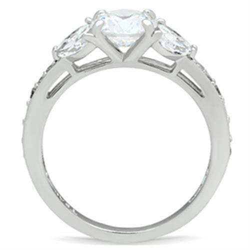 SS059 - Silver 925 Sterling Silver Ring with AAA Grade CZ in Clear - Alamode - Flyclothing LLC