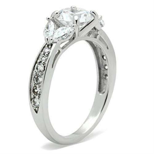 SS059 - Silver 925 Sterling Silver Ring with AAA Grade CZ in Clear - Alamode - Flyclothing LLC