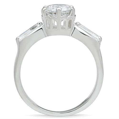 SS060 - Silver 925 Sterling Silver Ring with AAA Grade CZ in Clear - Alamode - Flyclothing LLC