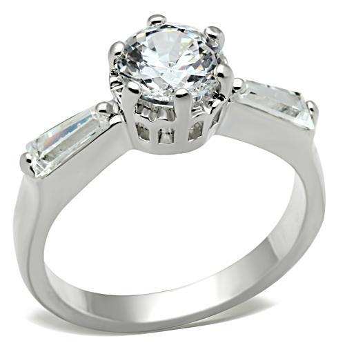 SS060 - Silver 925 Sterling Silver Ring with AAA Grade CZ in Clear - Alamode - Flyclothing LLC
