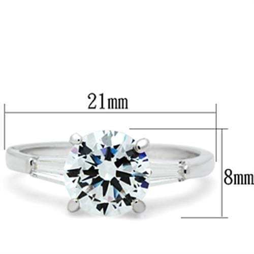 SS061 - Silver 925 Sterling Silver Ring with AAA Grade CZ in Clear - Alamode - Flyclothing LLC
