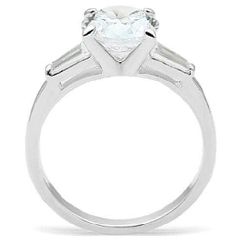 SS061 - Silver 925 Sterling Silver Ring with AAA Grade CZ in Clear - Alamode - Flyclothing LLC