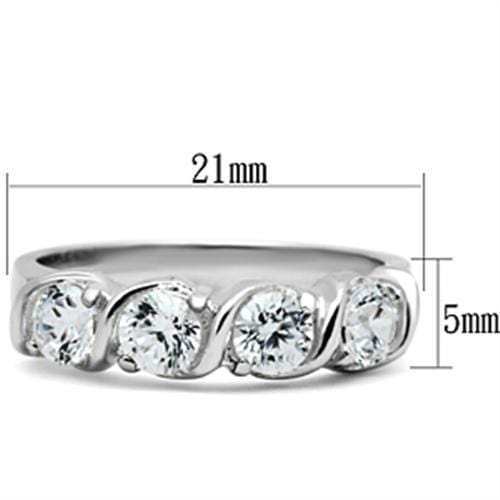 SS063 - Silver 925 Sterling Silver Ring with AAA Grade CZ in Clear - Alamode - Flyclothing LLC