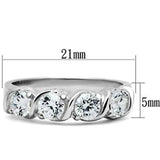 SS063 - Silver 925 Sterling Silver Ring with AAA Grade CZ in Clear - Alamode - Flyclothing LLC