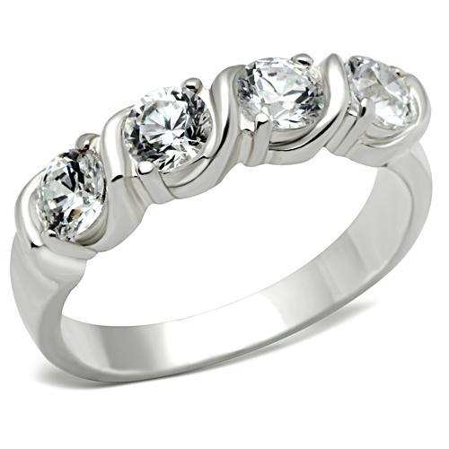 SS063 - Silver 925 Sterling Silver Ring with AAA Grade CZ in Clear - Alamode - Flyclothing LLC