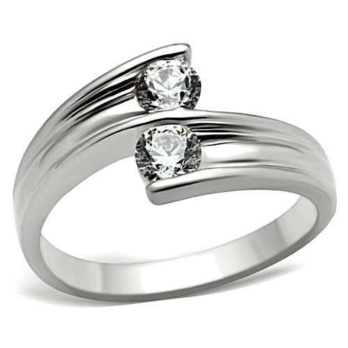 SS064 - Silver 925 Sterling Silver Ring with AAA Grade CZ in Clear - Alamode - Flyclothing LLC