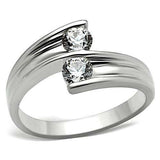 SS064 - Silver 925 Sterling Silver Ring with AAA Grade CZ in Clear - Alamode - Flyclothing LLC