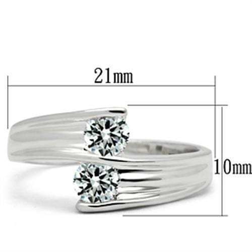 SS064 - Silver 925 Sterling Silver Ring with AAA Grade CZ in Clear - Alamode - Flyclothing LLC