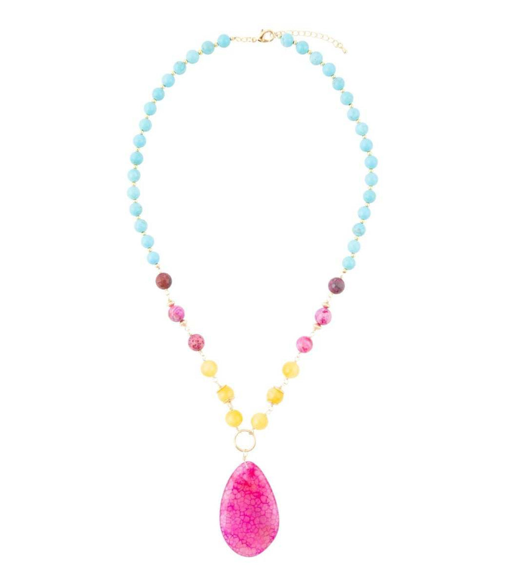 St. Augustine Pink Agate Golden Pendant Necklace - Barse Jewelry - Flyclothing LLC