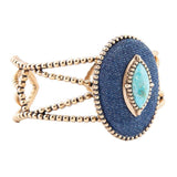 Stacked Blue Turquoise and Denim Golden Cuff Bracelet - Barse Jewelry - Flyclothing LLC