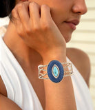 Stacked Blue Turquoise and Denim Golden Cuff Bracelet - Barse Jewelry - Flyclothing LLC