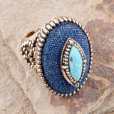 Stacked Blue Turquoise and Denim Golden Statement Ring - Barse Jewelry - Flyclothing LLC