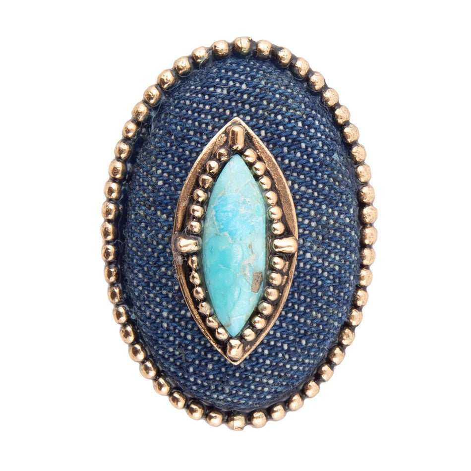 Stacked Blue Turquoise and Denim Golden Statement Ring - Barse Jewelry - Flyclothing LLC