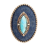 Stacked Blue Turquoise and Denim Golden Statement Ring - Barse Jewelry - Flyclothing LLC
