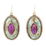 Stacked Stone Blue and Purple Turquoise Golden Drop Earrings - Barse Jewelry - Flyclothing LLC