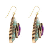 Stacked Stone Blue and Purple Turquoise Golden Drop Earrings - Barse Jewelry - Flyclothing LLC