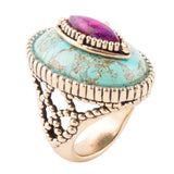 Stacked Stone Blue and Purple Turquoise Golden Ring - Barse Jewelry - Flyclothing LLC