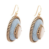 Blue Denim Dreams White Mother of Pearl Golden Drop Earrings - Barse Jewelry - Flyclothing LLC