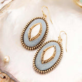 Blue Denim Dreams White Mother of Pearl Golden Drop Earrings - Barse Jewelry - Flyclothing LLC