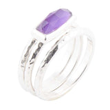 Stacking Hammered Purple Amethyst and Sterling Silver Ring Set - Barse Jewelry - Flyclothing LLC