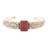 Stamped Orange Carnelian Golden Cuff Bracelet - Barse Jewelry - Flyclothing LLC