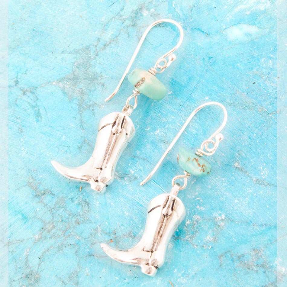 Sterling Silver Boot Charm and Blue Turquoise Earrings - Barse Jewelry - Flyclothing LLC