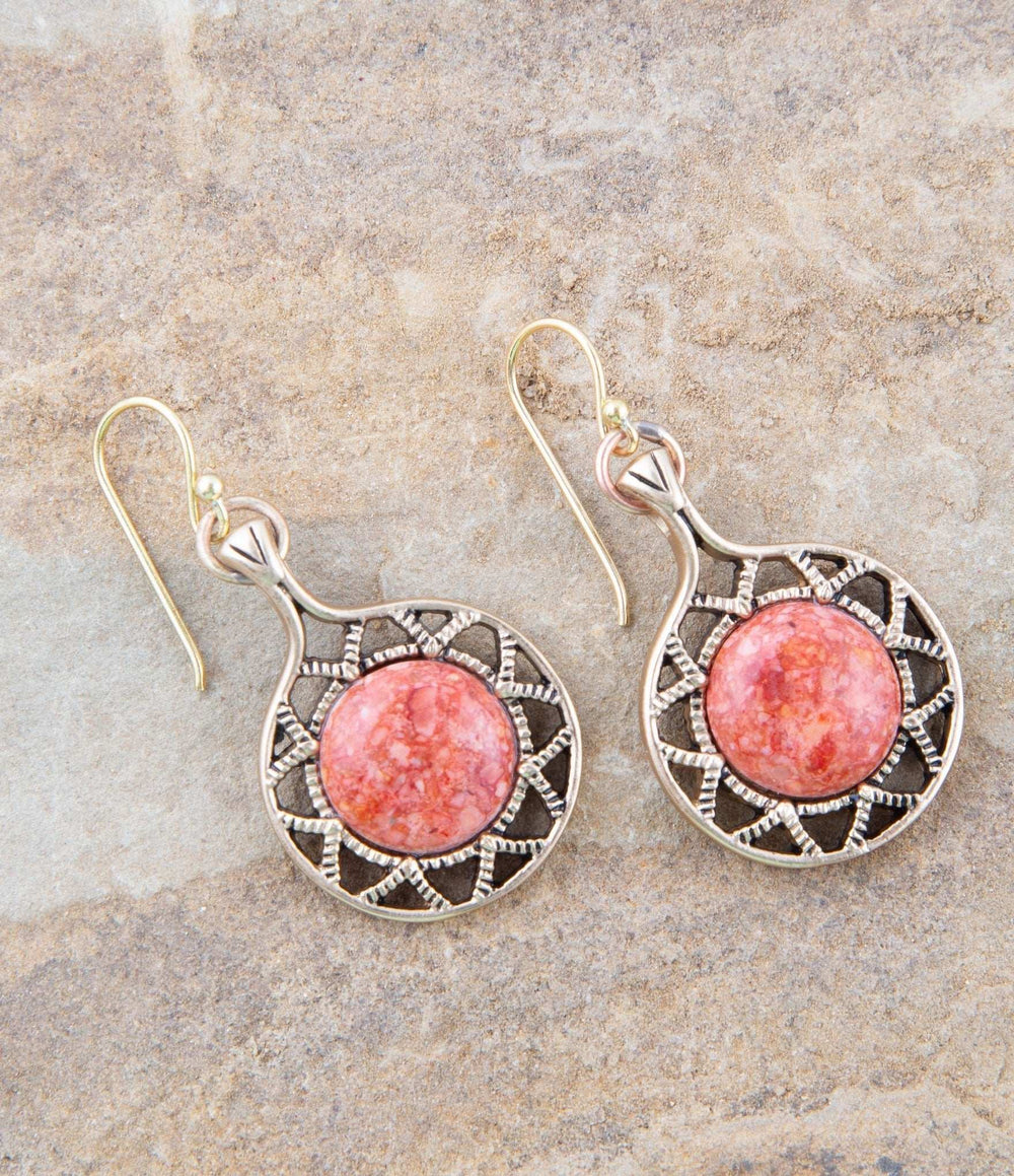 Sun Orange Sponge Coral Golden Drop Earrings - Barse Jewelry - Flyclothing LLC