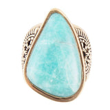 Sunset Blue Amazonite and Golden Ring - Barse Jewelry - Flyclothing LLC