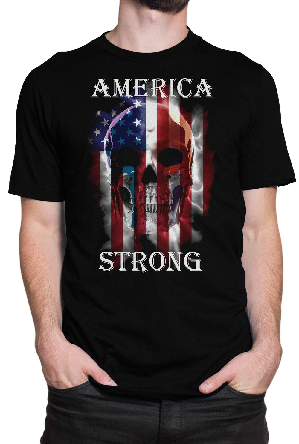 America Strong T-Shirt - Black - Get Down Art - Flyclothing LLC