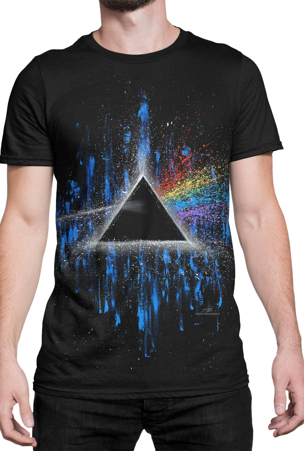 Pink Floyd Dark Side of the Moon Splatter T-Shirt - Black - Get Down Art - Flyclothing LLC
