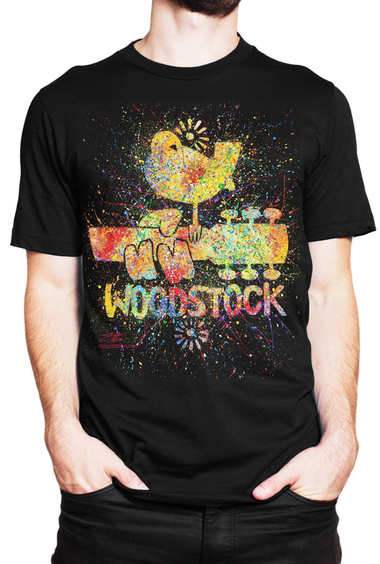 Woodstock Splatter T-Shirt - Black - Get Down Art - Flyclothing LLC