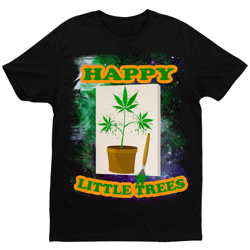 Happy Little Trees T-Shirt - Black - Get Down Art - Flyclothing LLC